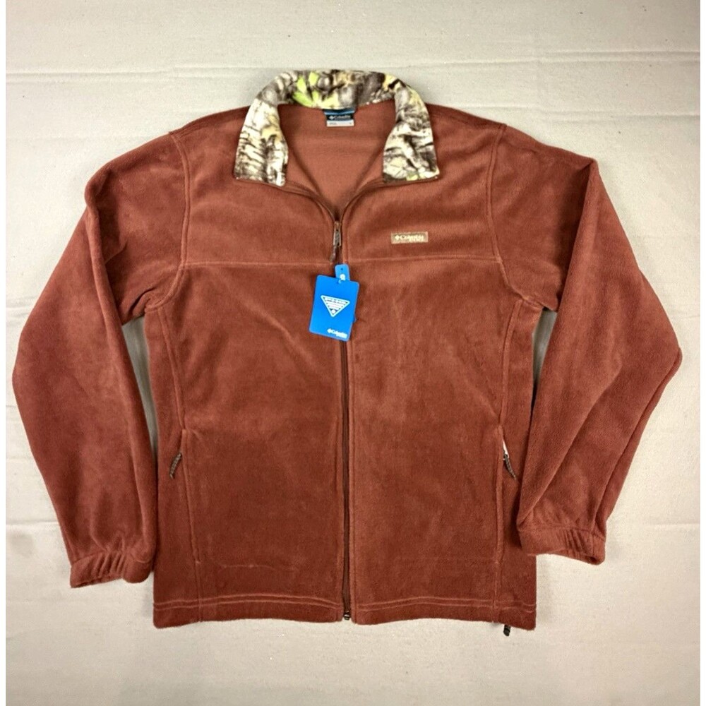 Columbia PHG Men's Brown Full Zip Jacket Stand-Up Collar Pockets Drawstring L